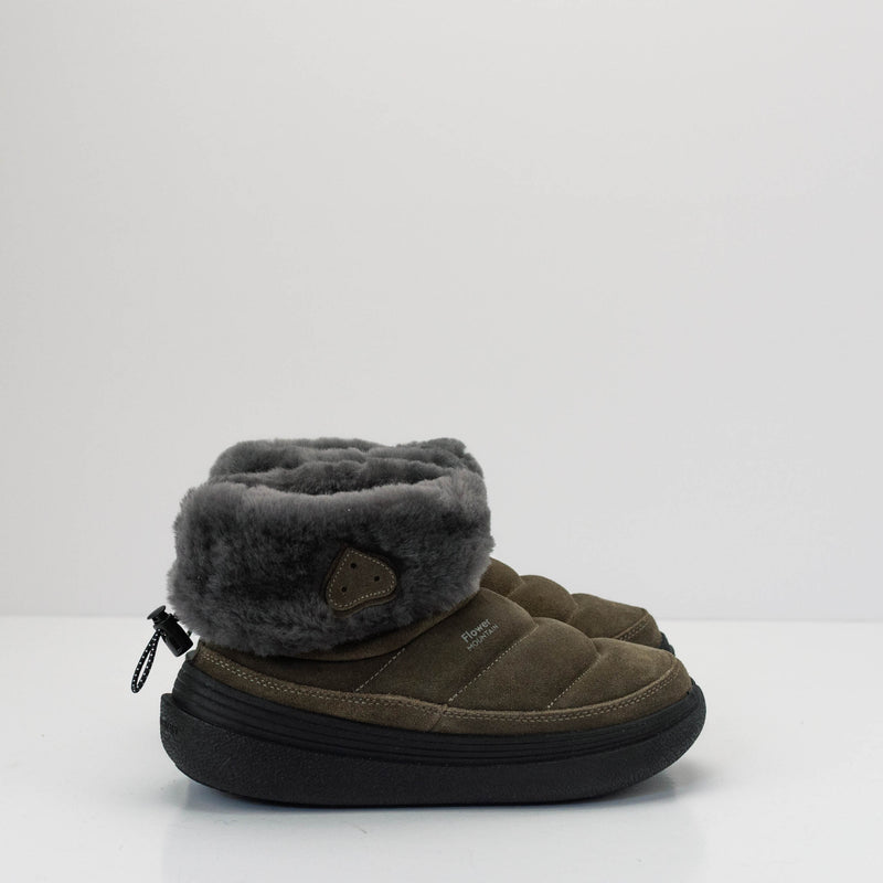 FLOWER MOUNTAIN - SNEAKER - FAMI MID WOMAN SUEDE SHEARLING MILITARY