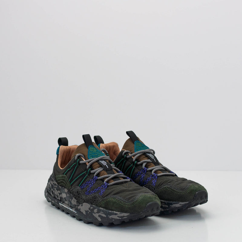 FLOWER MOUNTAIN - SNEAKER - WASHI MAN SUEDE NYLON ANTHRACITE DARK GREY GREEN