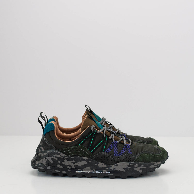 FLOWER MOUNTAIN - SNEAKER - WASHI MAN SUEDE NYLON ANTHRACITE DARK GREY GREEN