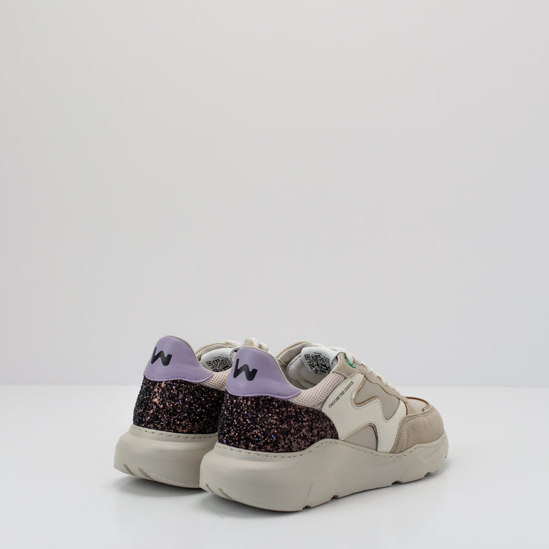 WOMSH - SNEAKER - WAVE 2 BEIGE GLITTER MOKA